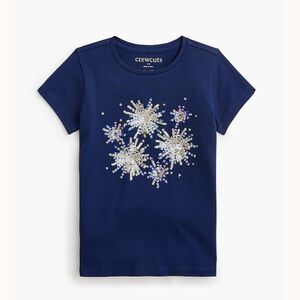 Crewcuts Kids Tee with Sequin Fireworks Design